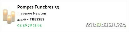 Avis de décès - Audenge - Pompes Funebres 33