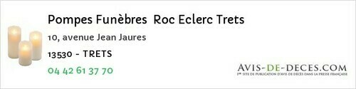 Avis de décès - Cassis - Pompes Funèbres Roc Eclerc Trets