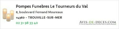 Avis de décès - Trouville-sur-Mer - Pompes Funebres Le Tourneurs du Val