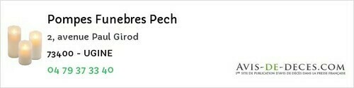 Avis de décès - Flumet - Pompes Funebres Pech