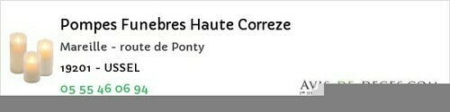 Avis de décès - Donzenac - Pompes Funebres Haute Correze