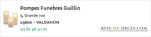 Avis de décès - Audincourt - Pompes Funebres Guillin