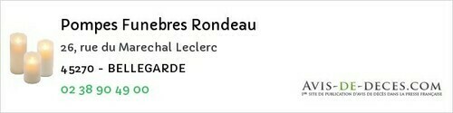Avis de décès - Aimargues - Pompes Funebres Rondeau