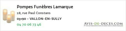 Avis de décès - Saint-Léopardin-D'augy - Pompes Funèbres Lamarque