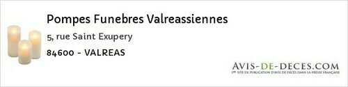 Avis de décès - Valréas - Pompes Funebres Valreassiennes