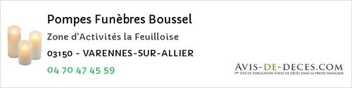 Avis de décès - Saint-éloy-D'allier - Pompes Funèbres Boussel