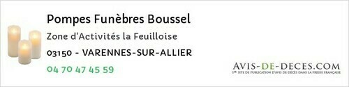 Avis de décès - Barrais-Bussolles - Pompes Funèbres Boussel