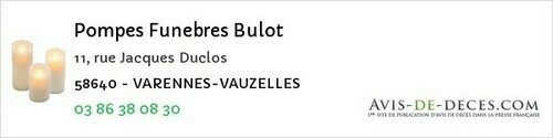 Avis de décès - Moux-en-Morvan - Pompes Funebres Bulot