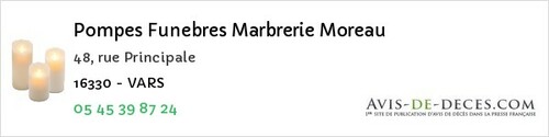 Avis de décès - Fouqueure - Pompes Funebres Marbrerie Moreau