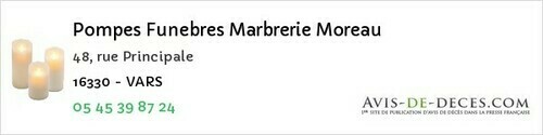 Avis de décès - Parzac - Pompes Funebres Marbrerie Moreau