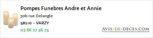 Avis de décès - Cessy-les-Bois - Pompes Funebres Andre et Annie