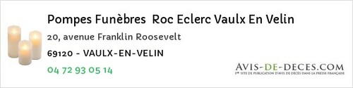 Avis de décès - Saint-Sorlin - Pompes Funèbres Roc Eclerc Vaulx En Velin