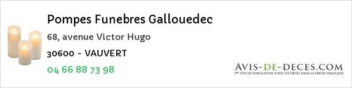 Avis de décès - Aujargues - Pompes Funebres Gallouedec
