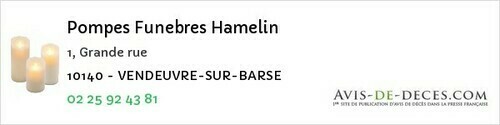 Avis de décès - Arrelles - Pompes Funebres Hamelin