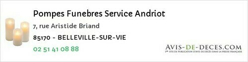 Avis de décès - Moreilles - Pompes Funebres Service Andriot