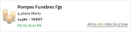 Avis de décès - Génis - Pompes Funebres Fgs