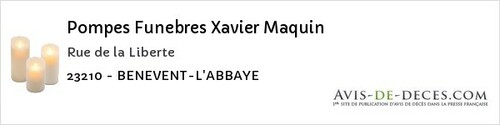 Avis de décès - Châtelus-Malvaleix - Pompes Funebres Xavier Maquin