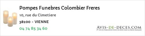 Avis de décès - Dolomieu - Pompes Funebres Colombier Freres