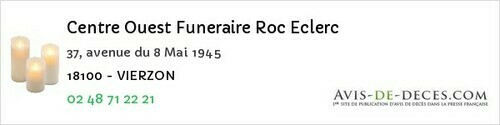 Avis de décès - Lury-sur-Arnon - Centre Ouest Funeraire Roc Eclerc