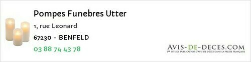 Avis de décès - Schiltigheim - Pompes Funebres Utter