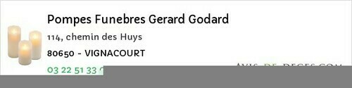 Avis de décès - Longueval - Pompes Funebres Gerard Godard