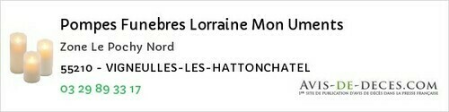 Avis de décès - Woël - Pompes Funebres Lorraine Mon Uments
