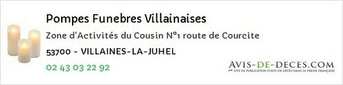 Avis de décès - Fromentières - Pompes Funebres Villainaises