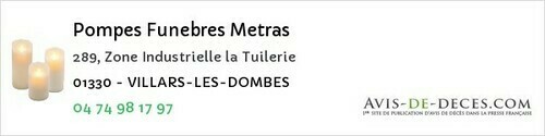 Avis de décès - Crozet - Pompes Funebres Metras