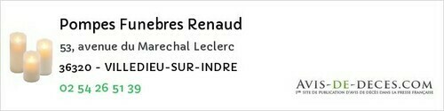 Avis de décès - Migné - Pompes Funebres Renaud