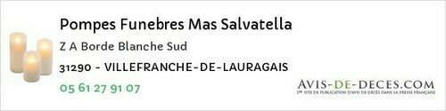 Avis de décès - Aucamville - Pompes Funebres Mas Salvatella