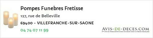 Avis de décès - Haute-Rivoire - Pompes Funebres Fretisse