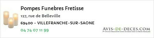 Avis de décès - Saint-Clément-De-Vers - Pompes Funebres Fretisse