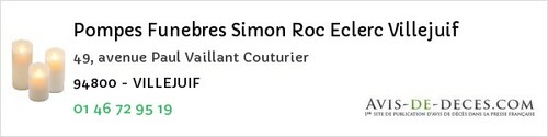 Avis de décès - Saint-Maurice - Pompes Funebres Simon Roc Eclerc Villejuif