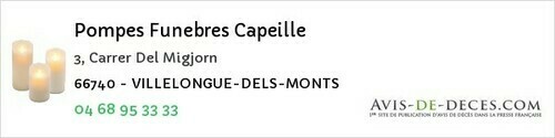 Avis de décès - Céret - Pompes Funebres Capeille