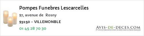 Avis de décès - Villemonble - Pompes Funebres Lescarcelles