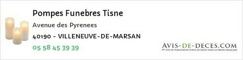 Avis de décès - Cazères-sur-L'adour - Pompes Funebres Tisne