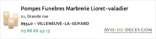 Avis de décès - Saint-Maurice-Le-Vieil - Pompes Funebres Marbrerie Lioret-valadier