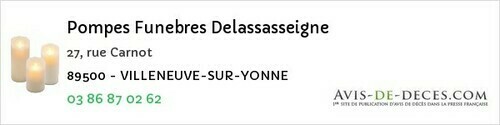 Avis de décès - Saints - Pompes Funebres Delassasseigne