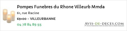 Avis de décès - Saint-Étienne-Des-Oullières - Pompes Funebres du Rhone Villeurb Mmda