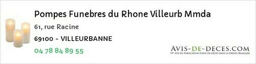 Avis de décès - Condrieu - Pompes Funebres du Rhone Villeurb Mmda