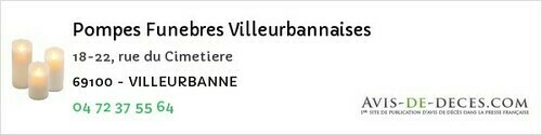 Avis de décès - Ranchal - Pompes Funebres Villeurbannaises