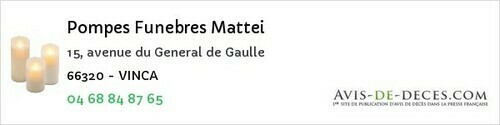 Avis de décès - Osséja - Pompes Funebres Mattei