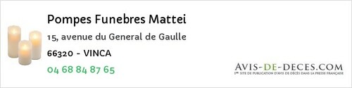Avis de décès - Palau-del-Vidre - Pompes Funebres Mattei
