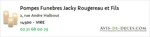 Avis de décès - Viré - Pompes Funebres Jacky Rougereau et Fils