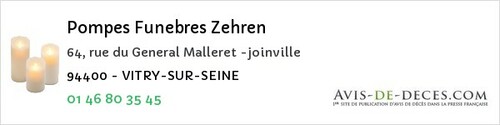 Avis de décès - Villeneuve-Saint-Georges - Pompes Funebres Zehren