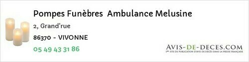 Avis de décès - Bonneuil-Matours - Pompes Funèbres Ambulance Melusine