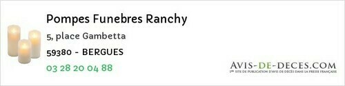 Avis de décès - La Sentinelle - Pompes Funebres Ranchy