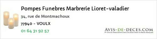 Avis de décès - Cesson - Pompes Funebres Marbrerie Lioret-valadier