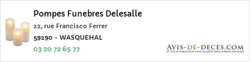 Avis de décès - Neuville-sur-Escaut - Pompes Funebres Delesalle