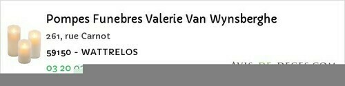 Avis de décès - Bruay-sur-l'Escaut - Pompes Funebres Valerie Van Wynsberghe